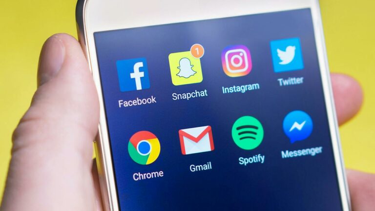 Cellphone App Icons for Facebook, Instagram, Snapchat Illustrating Social Media Screening