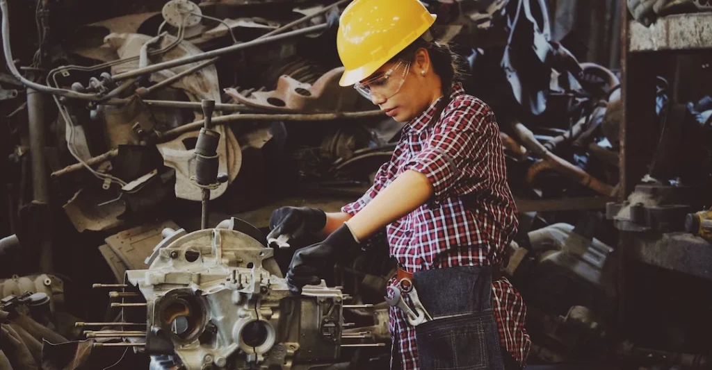 Female skilled labourer hired because automation helps staffing agencies hire faster