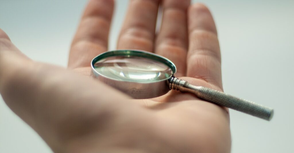 Magnifying glass representing information when you run a background check on yourself