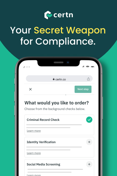 Certn Background Check Product Screenshot on Mobile Phone