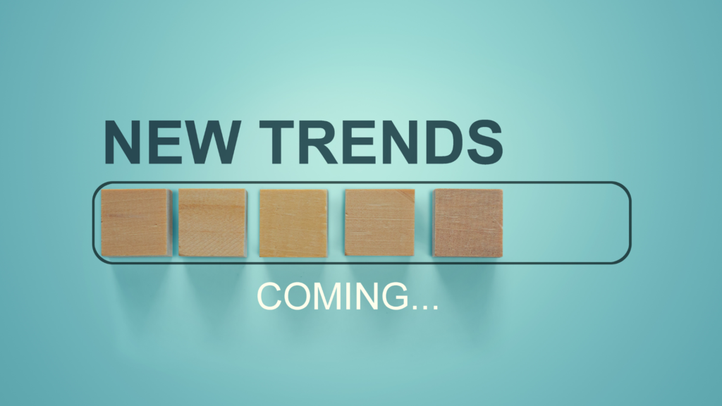 Graphic with words "new trends" representing 2025 trends in the background screening industry